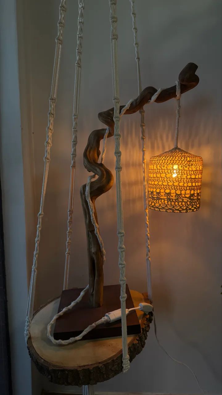 Luminária boho com suporte orgânico  - Foto 3