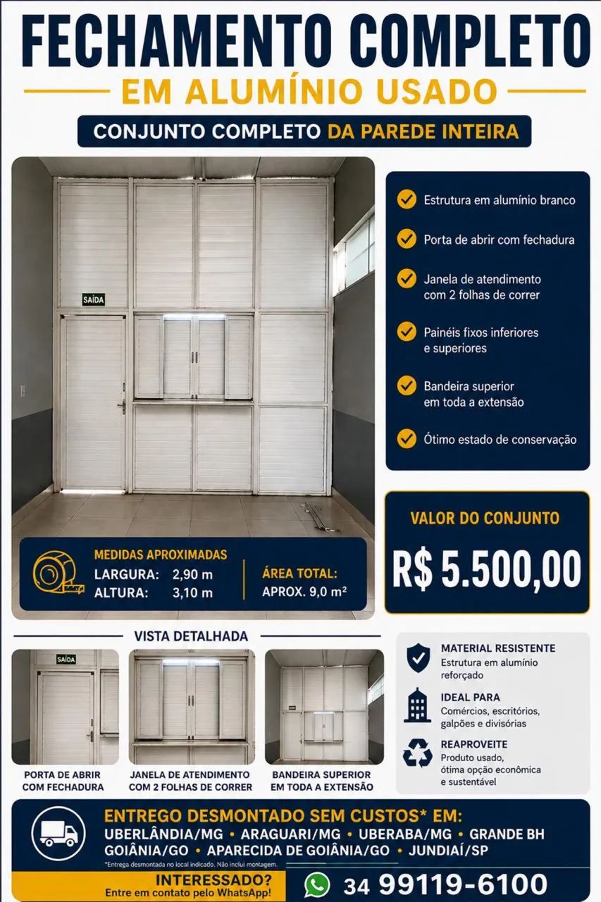 PORTA e PAREDE DE ALUMÍNIO COMPLETA