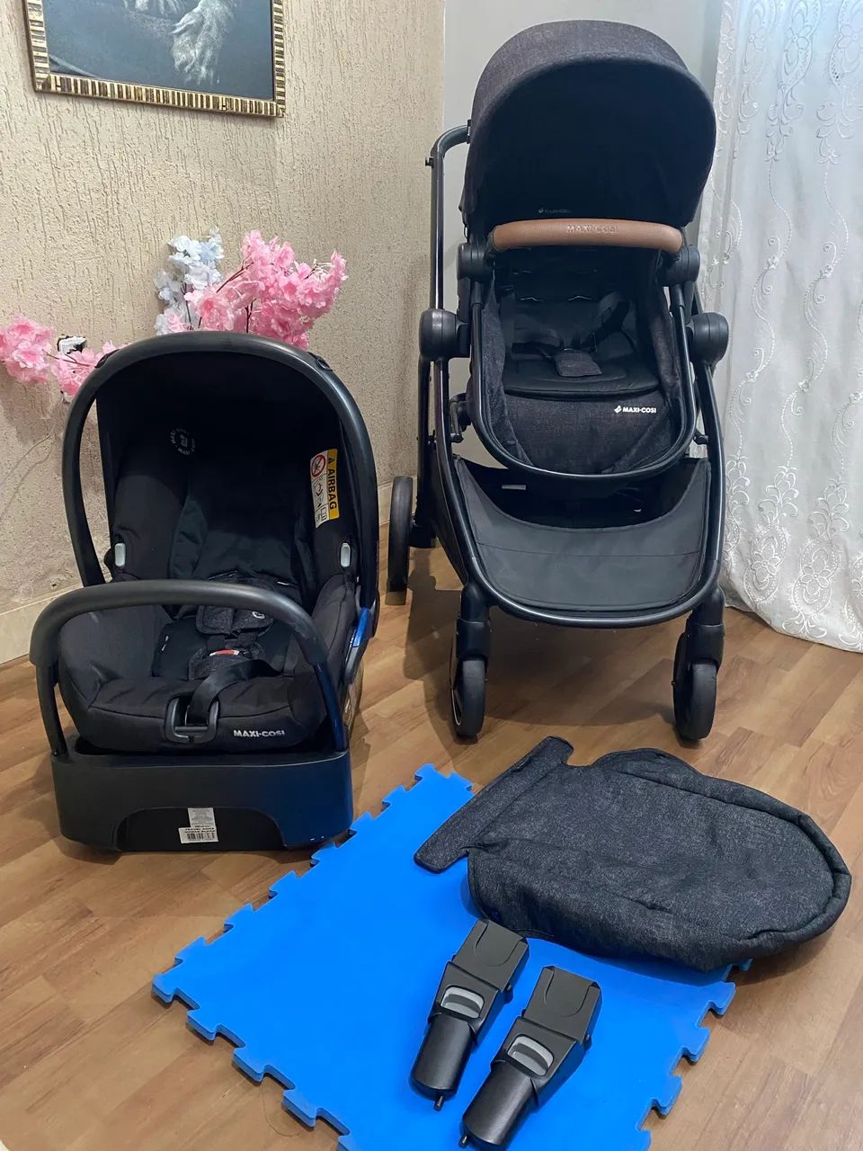 Carrinho Maxicosi com bebê conforto e base - Foto 4
