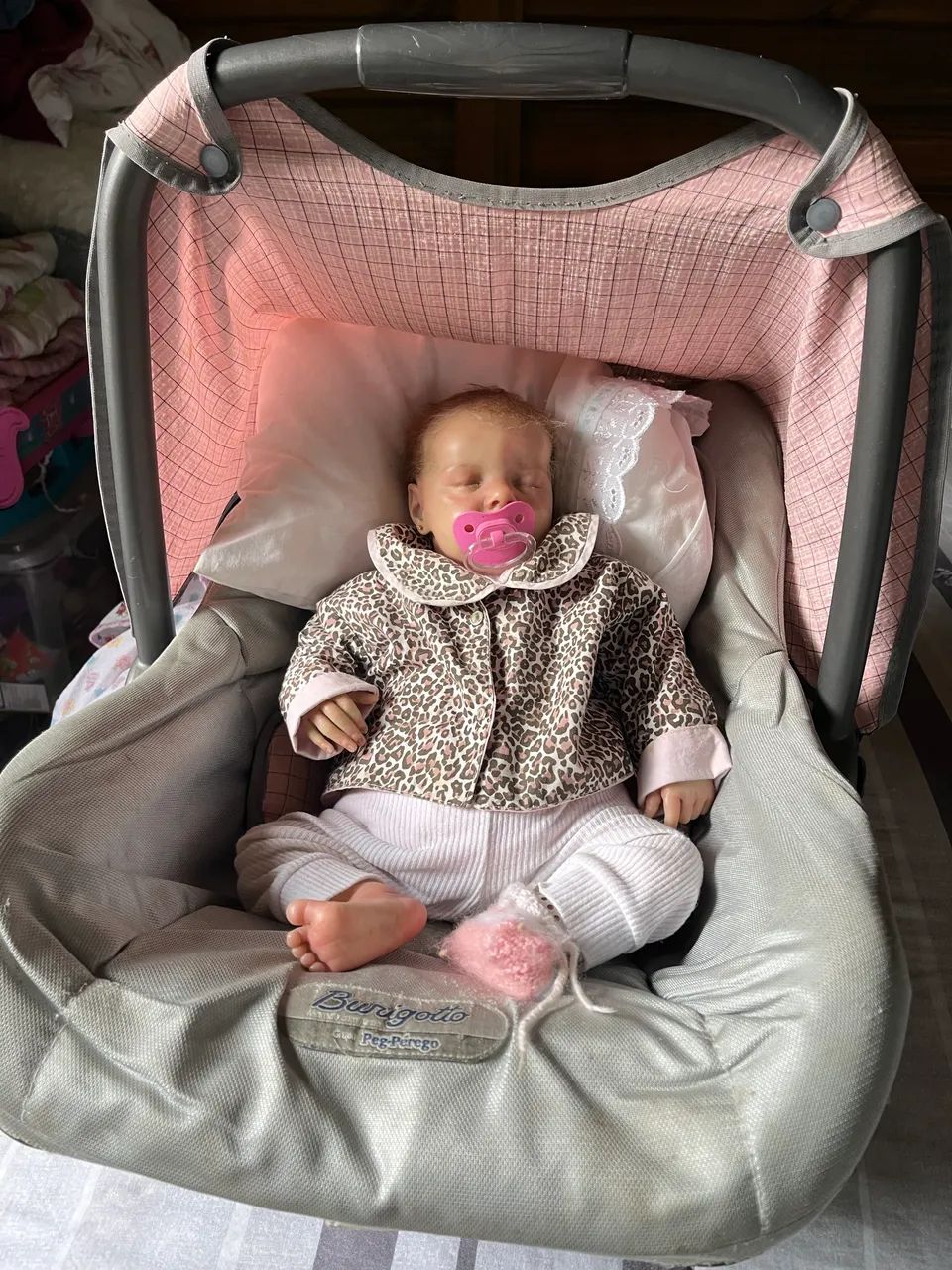 Bebê conforto Burigotto rosa com cinza  - Foto 4