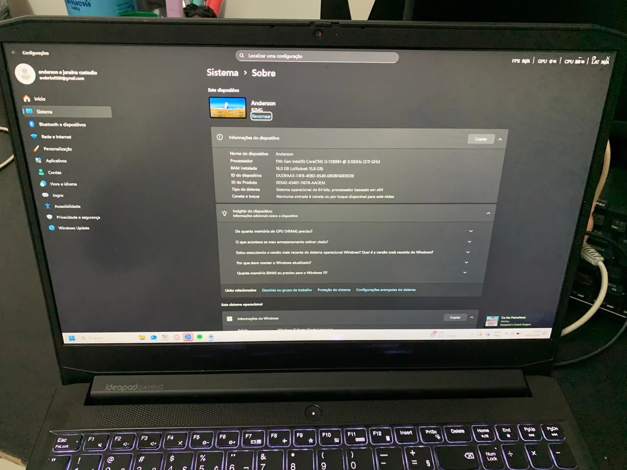 Notebook Gamer IdeapadGAMING