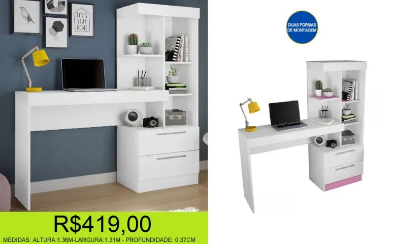 escrivaninha - com nichos - compre e retire hoje mesmo