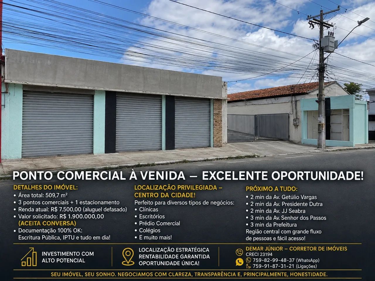 Localização privilegiada com maior vetor de crescimento Centro da cidade 