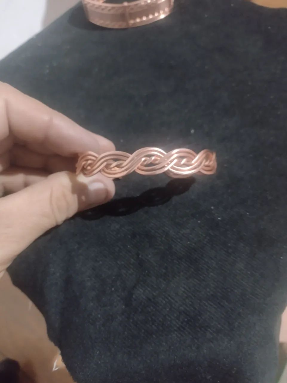 Pulseira de cobre natural artesanal ajustável 