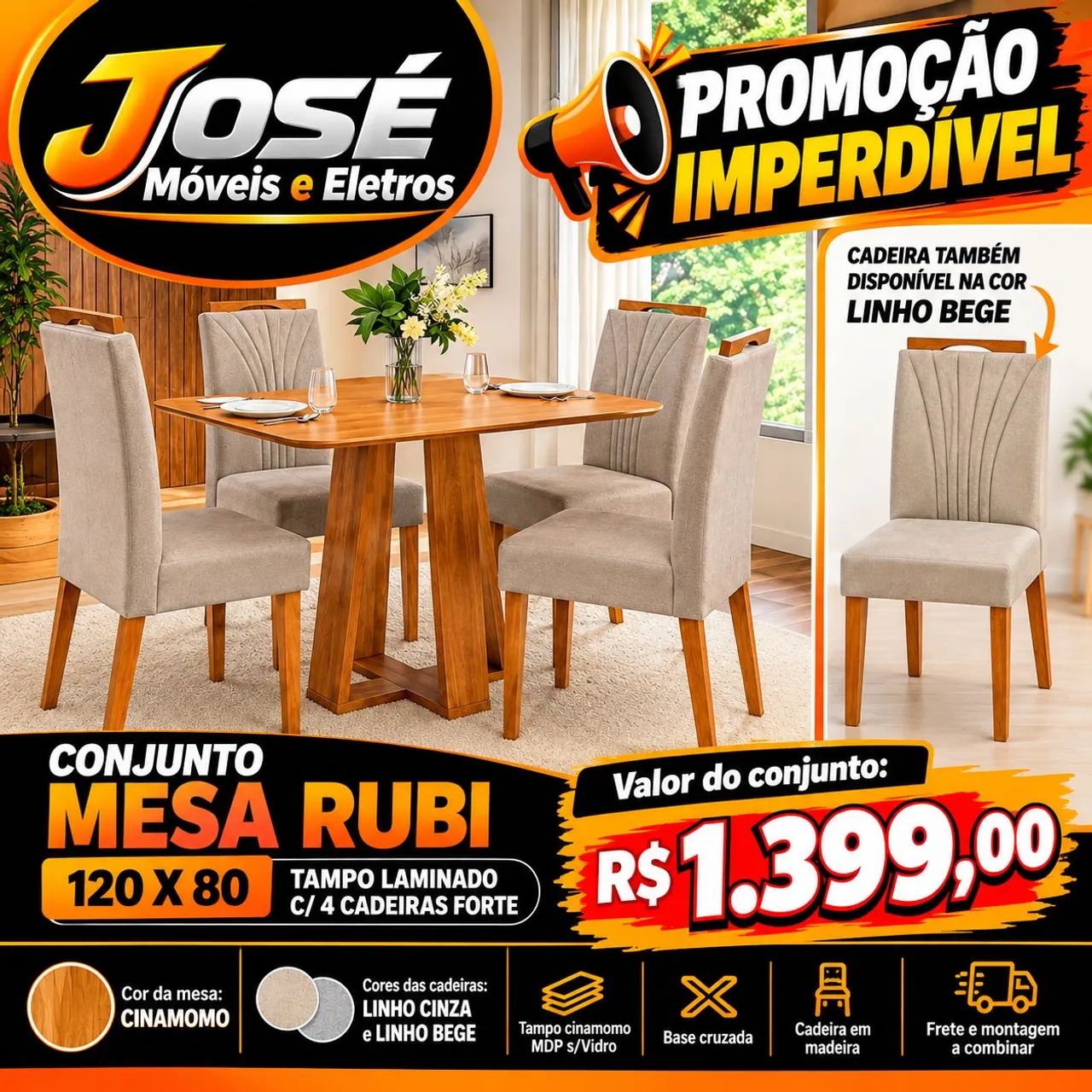CONJUNTO DE MESA - JOSÉ MÓVEIS 