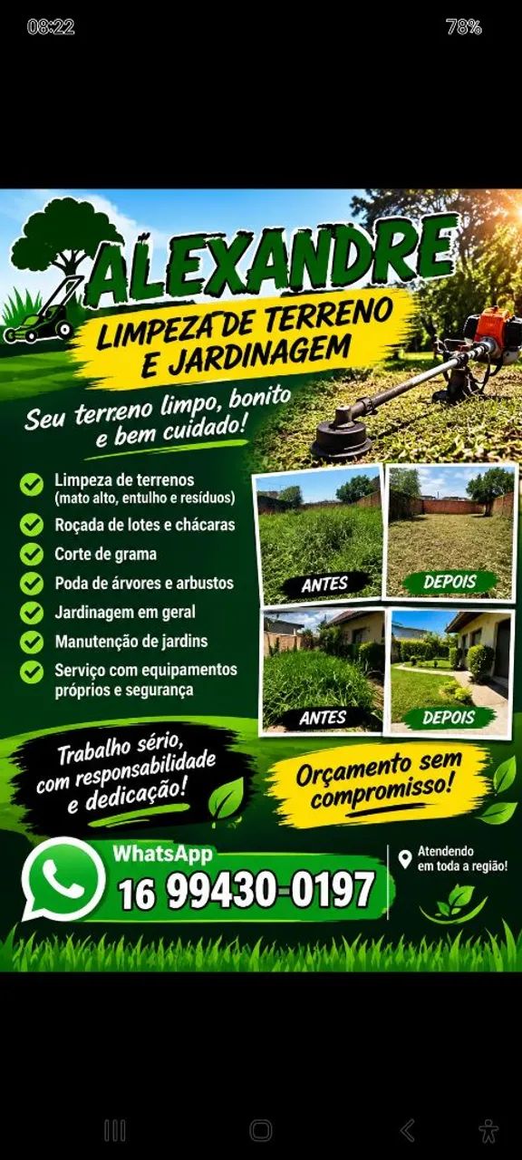 Faço limpeza de terreno e jardinagem e entulho 