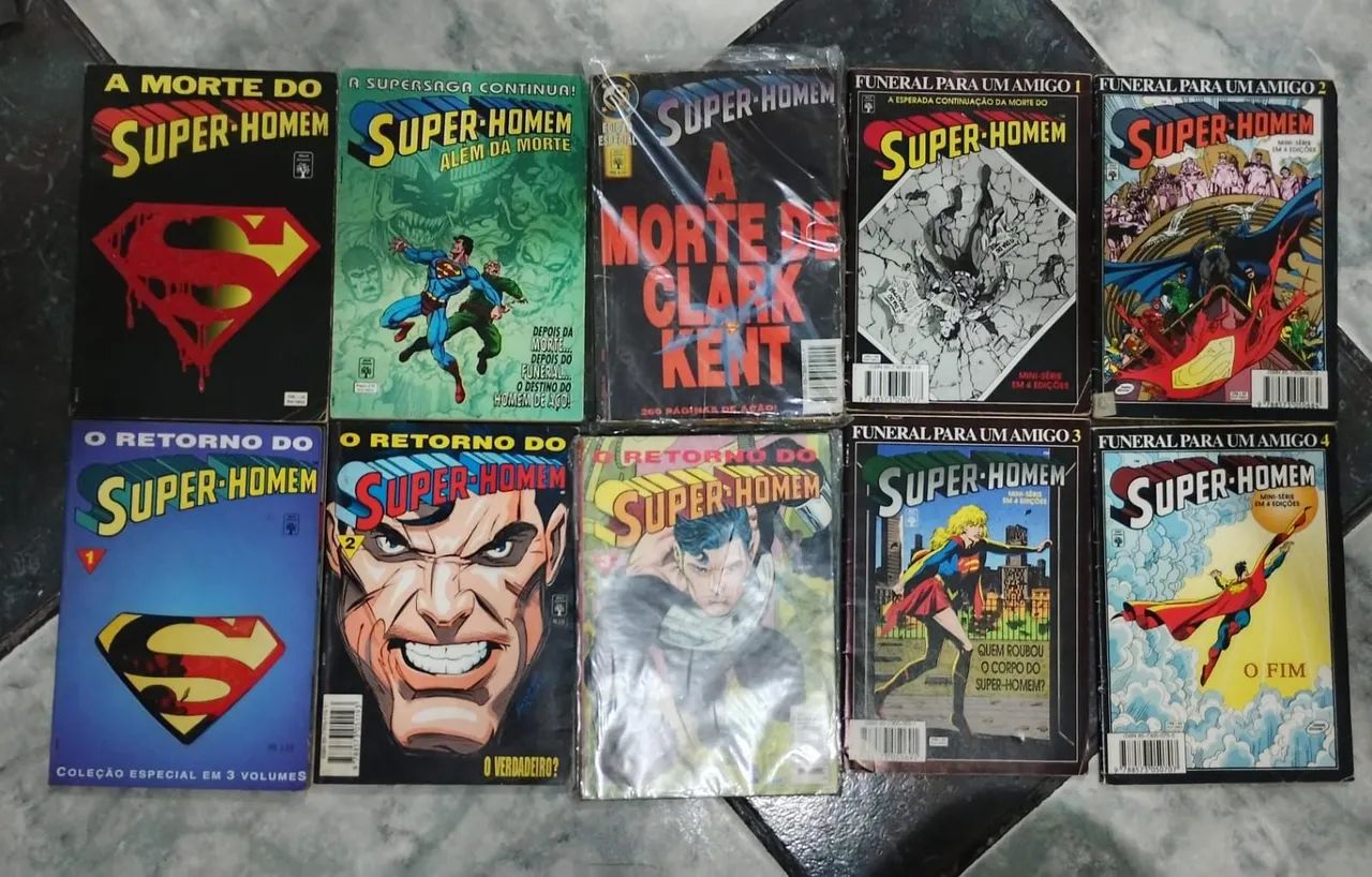 COLEÇÃO COMPLETA SUPER HOMEM MORTE, RETORNO, REVANCHE E + ED. ABRIL 1993-1999 RELÍQUIA 