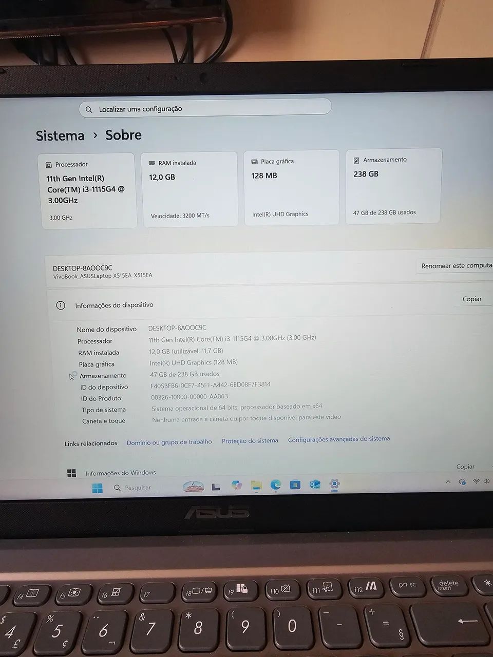 Note Asus vivibook i3 11ª geração.  - Foto 2