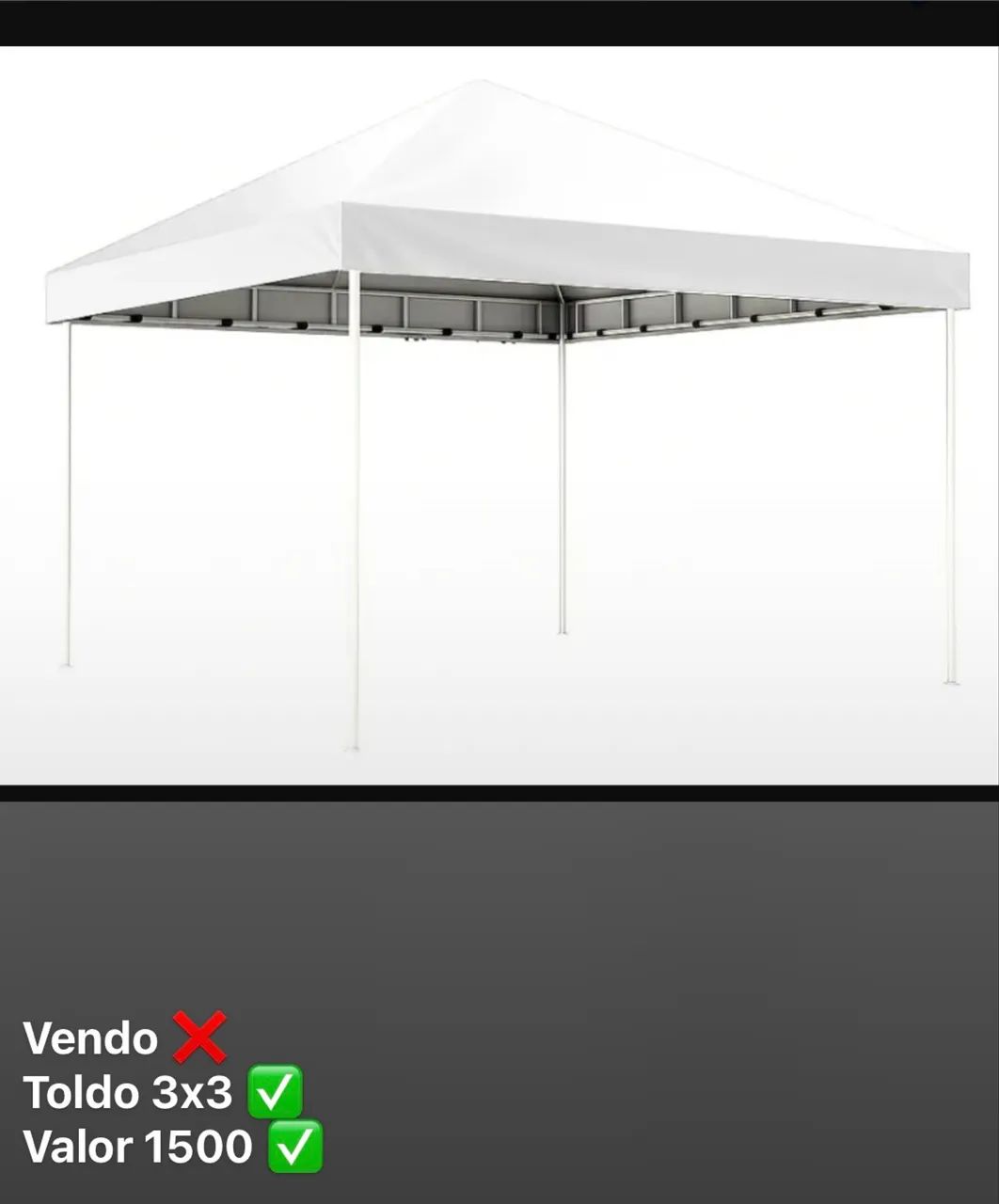 Toldo 3x3 lona branca bases de ferro  - Foto 2
