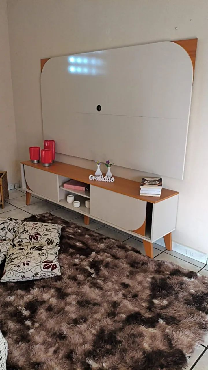 Rack com Painel Duna Cinamomo/Off White - Foto 2