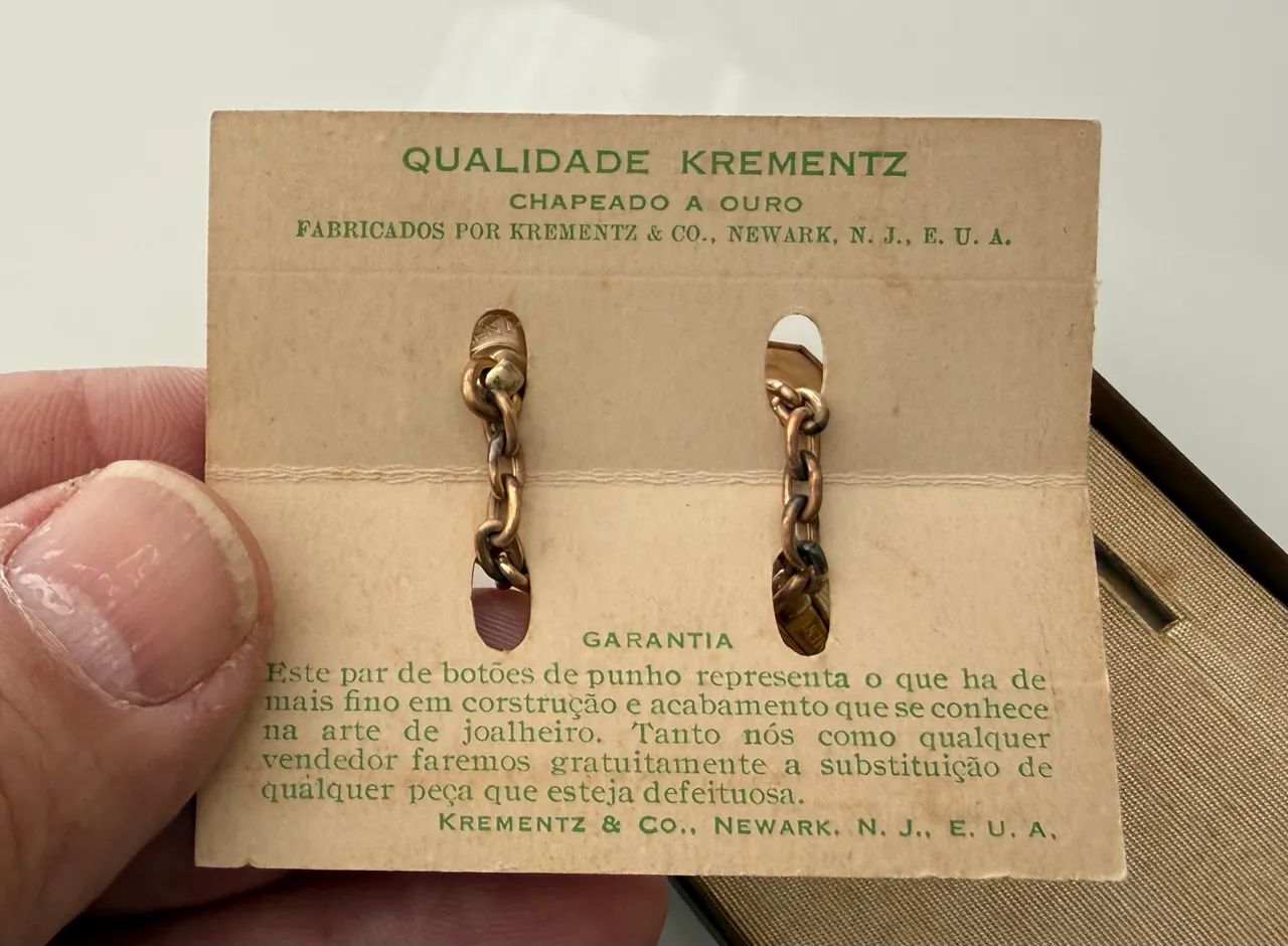 Par de abotoaduras vintage Krementz chapeadas a ouro - Foto 4