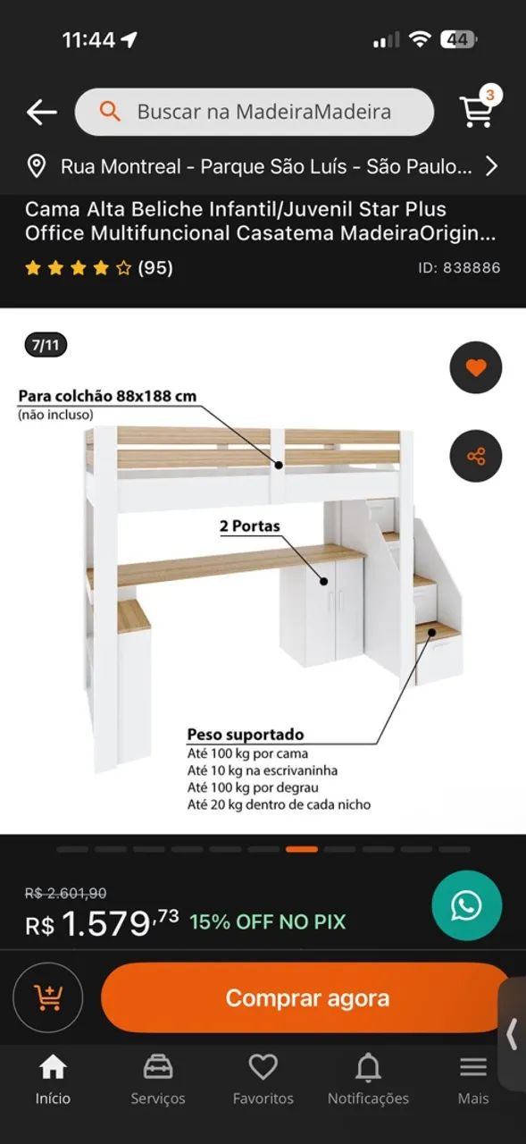 Cama com escrivaninha  - Foto 3