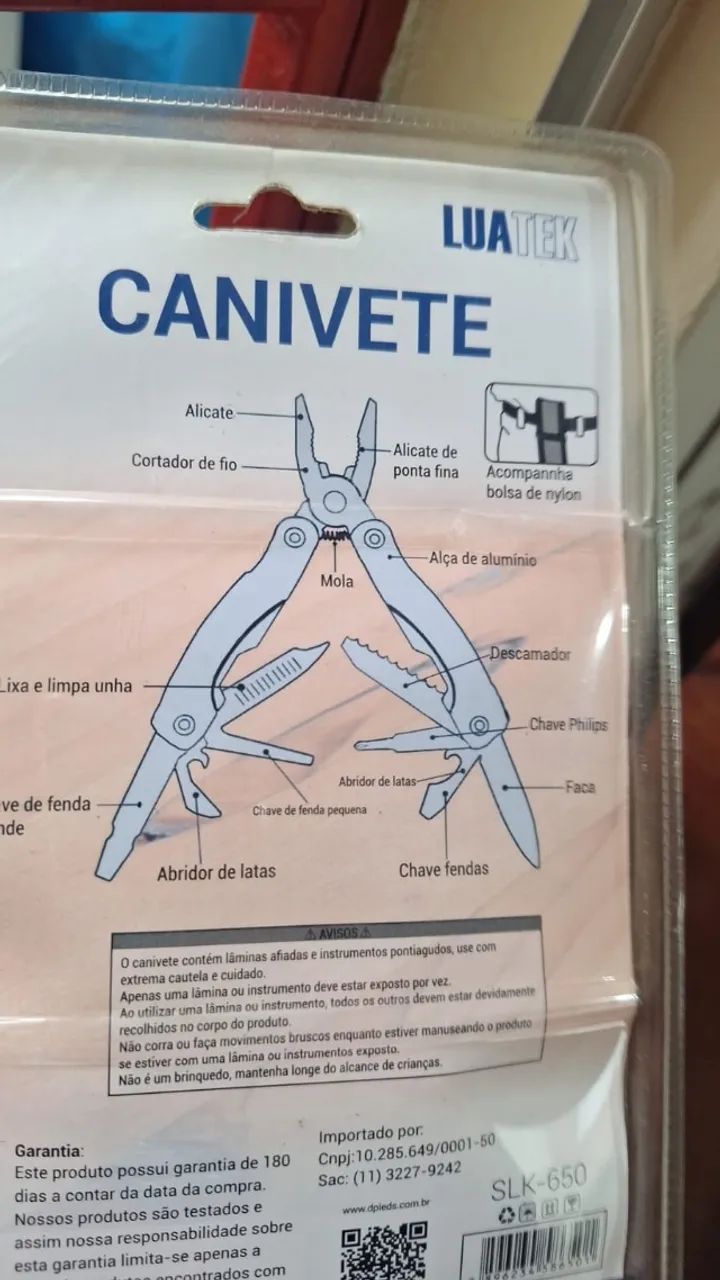 Mini Alicate Pesca Canivete Multifuncional Luatek Slk-650 Azul - Foto 3