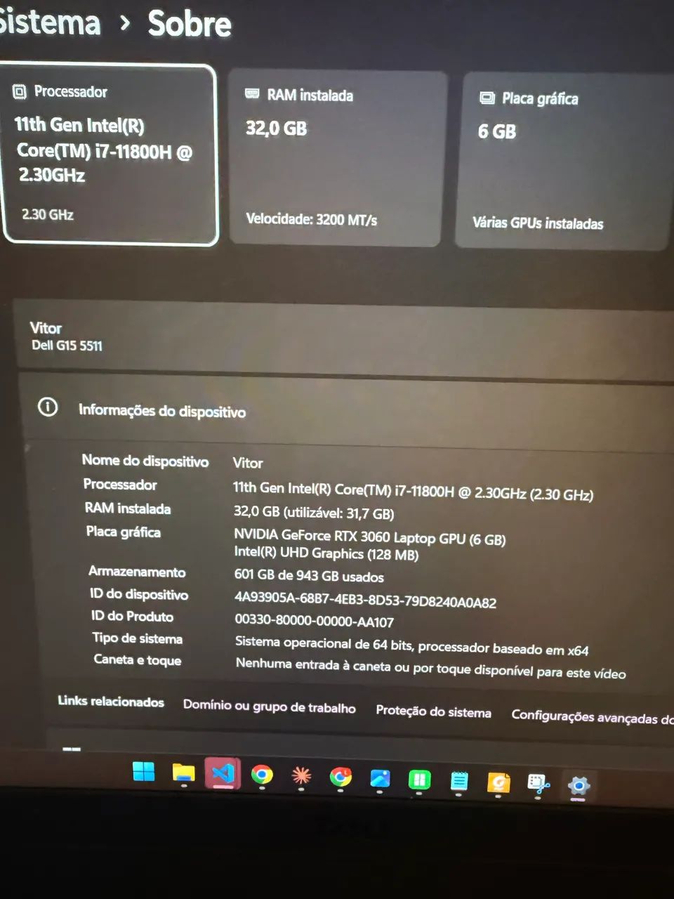 Notebook gamer Dell g15 I7 RTX3060 32gb  - Foto 3
