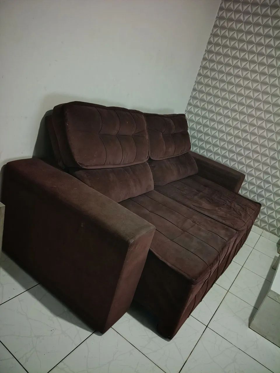 Sofá Retrátil/Reclinável 2 Lugares  Marrom - Foto 4