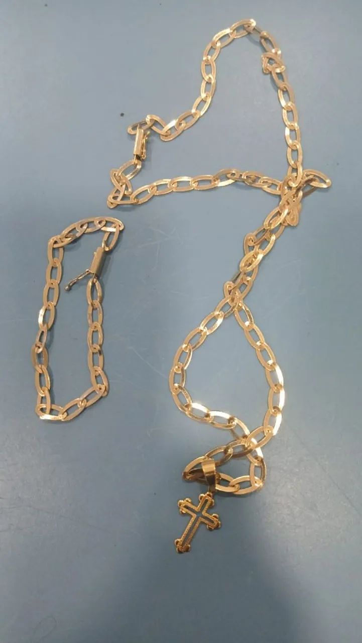 Cordão e Pulseira banho de ouro 