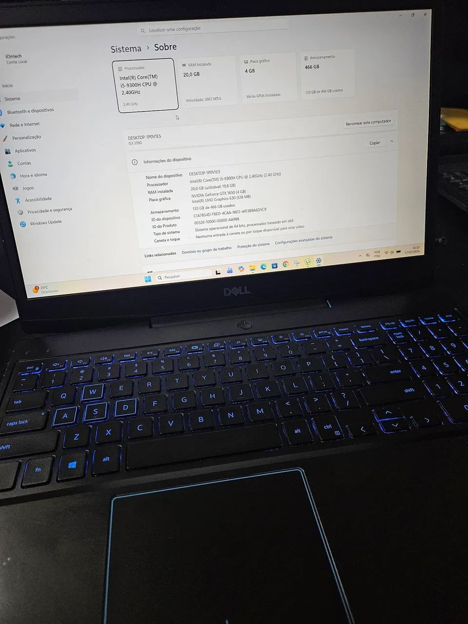 Notebook gamer DELL G3