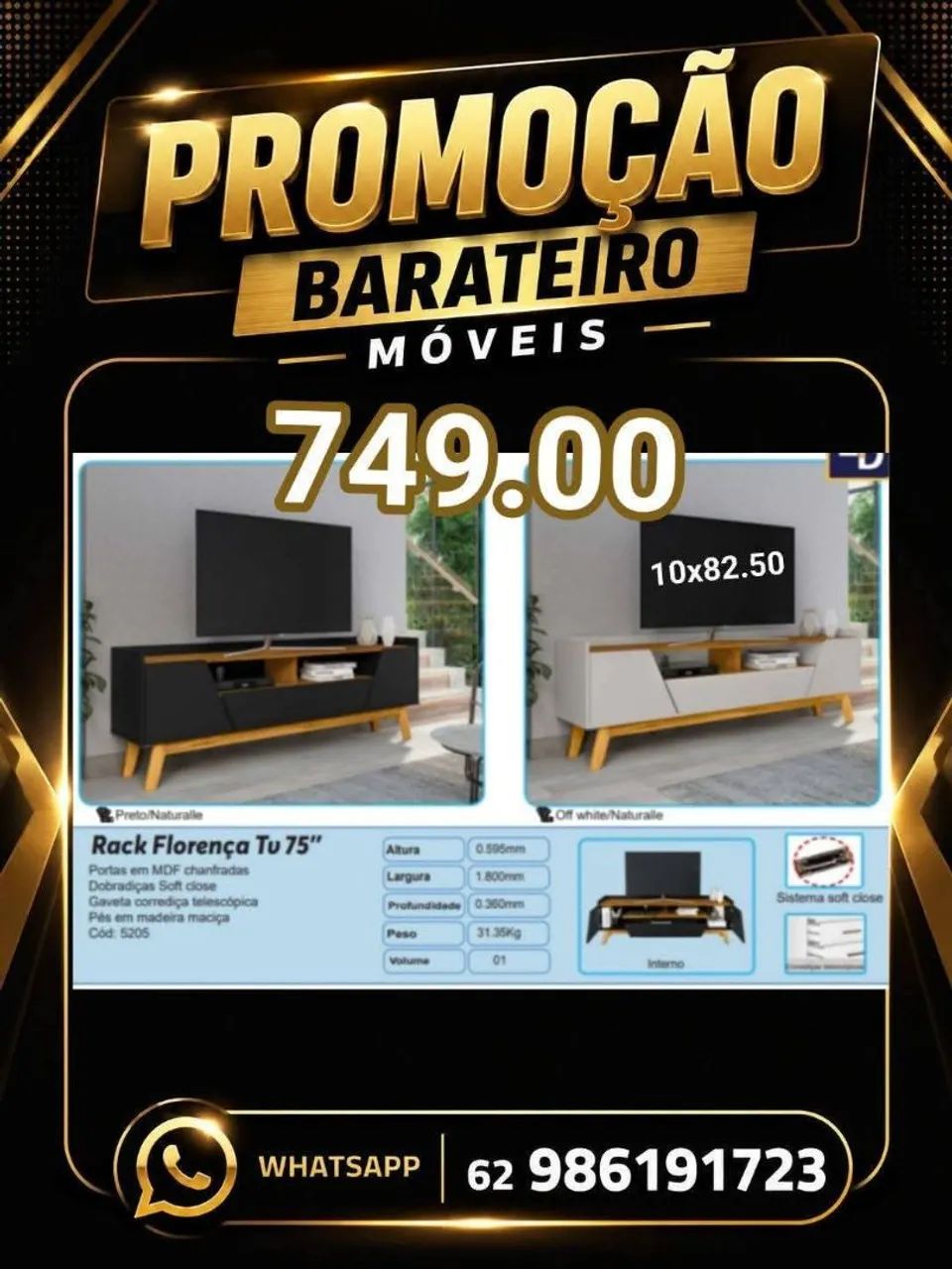 Rack Florença para TV 75