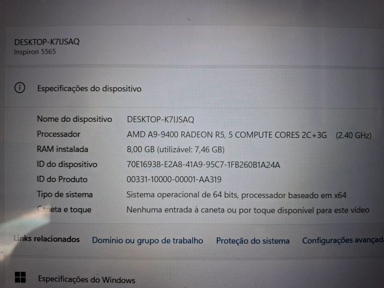 Notebook Dell Inspiron 5565 tela touch-screen  - Foto 3