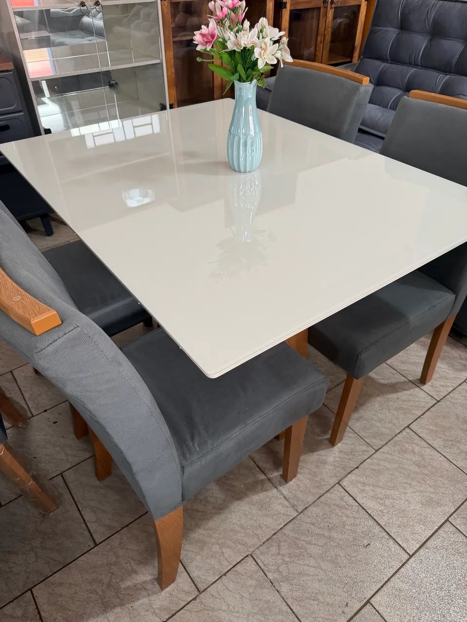 Mesa Com 04 Cadeiras Off White Nova  - Foto 3