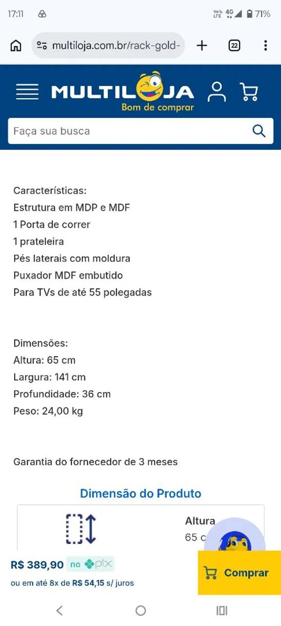 Rack Gold MDP com MDF suporta tv até 55 polegadas / pague na entrega  - Foto 5