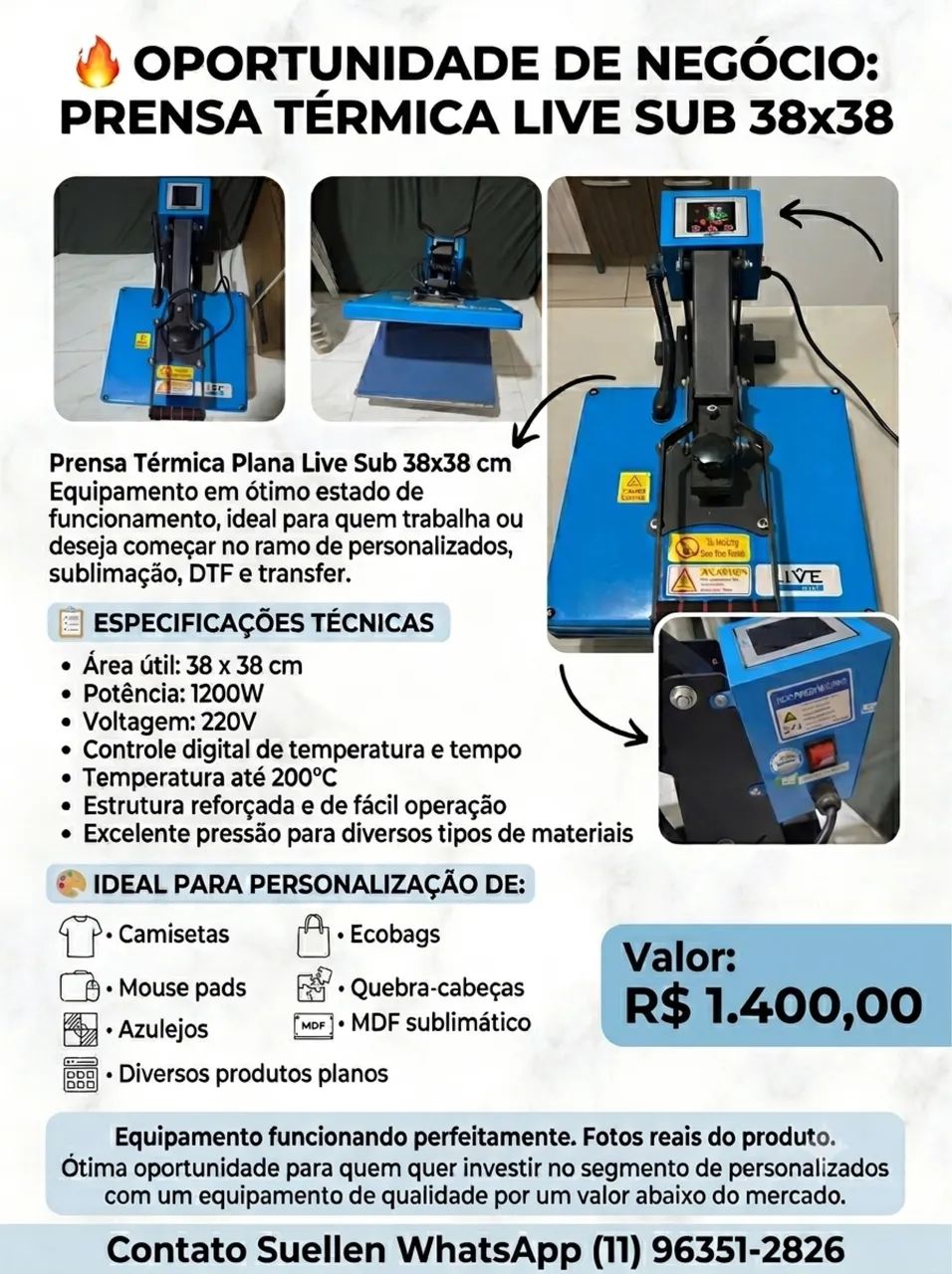 Prensa plana live sub 38x38 - Foto 6