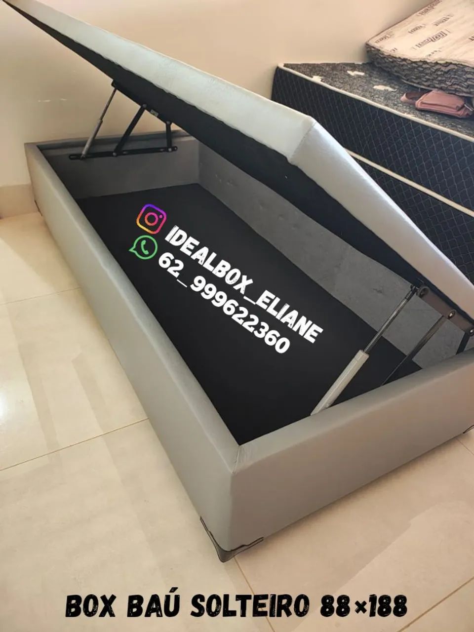 Box baú solteiro 88×188 tamanho padrão  - Foto 3