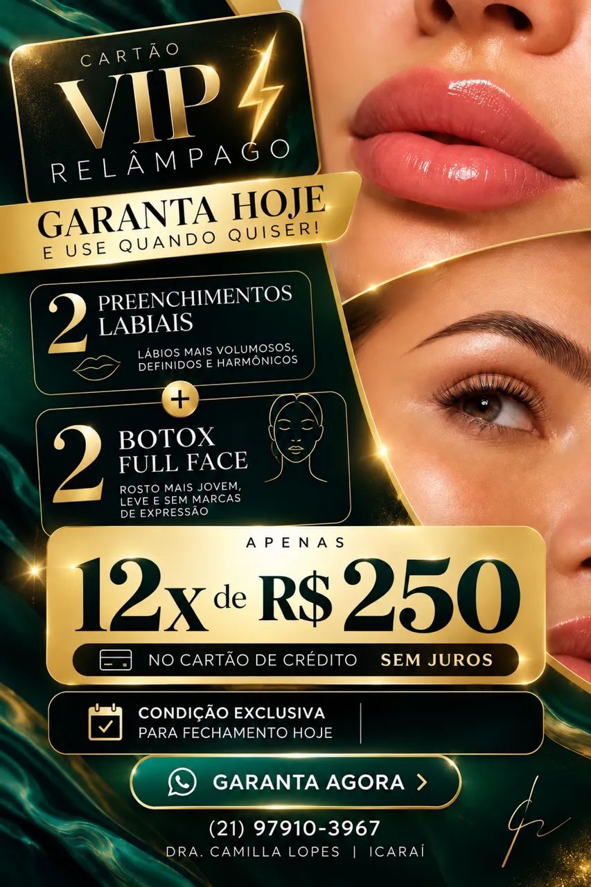 Oferta preenchimento labial + Botox full face 