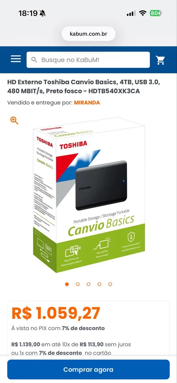 HD Externo Toshiba Canvio Basics 4TB - Foto 3