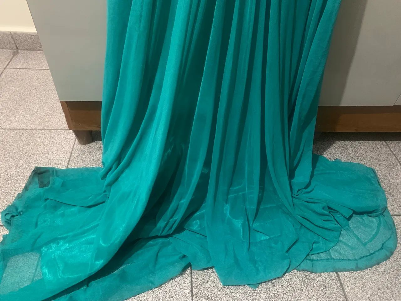 Vestido Bordado Longo Verde - Foto 4