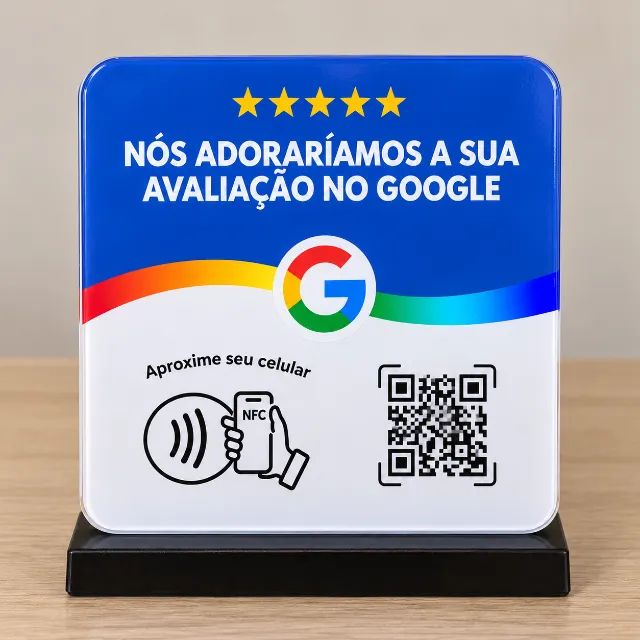 Placa NFC Google Avaliações com QR Code | Acrílico | Dupla Face - Foto 4