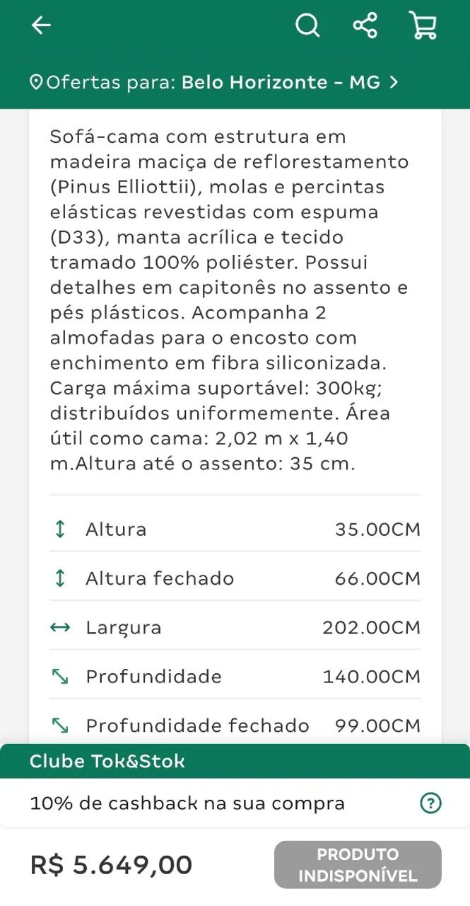 Sofá-cama Tok&Stok - Foto 4