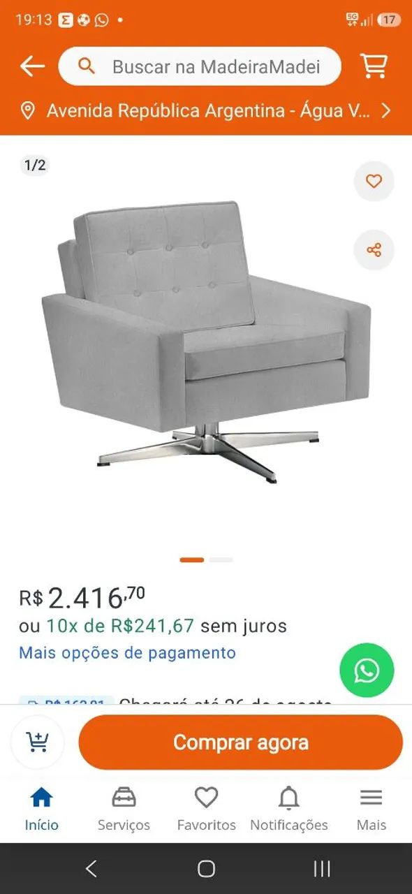 Poltrona cinza com tecido em ótimo estado - Foto 4