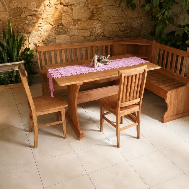 Canto Alemão em Peroba Rosa Maciça com Mesa | Sob Medida