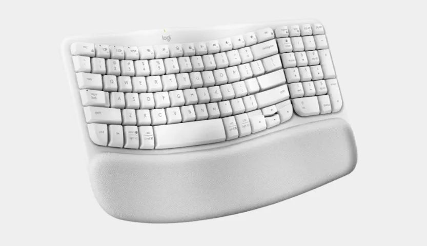 Teclado Ergonômico Logitech Bluetooth Wave Keys - Branco com Apoio Acolchoado