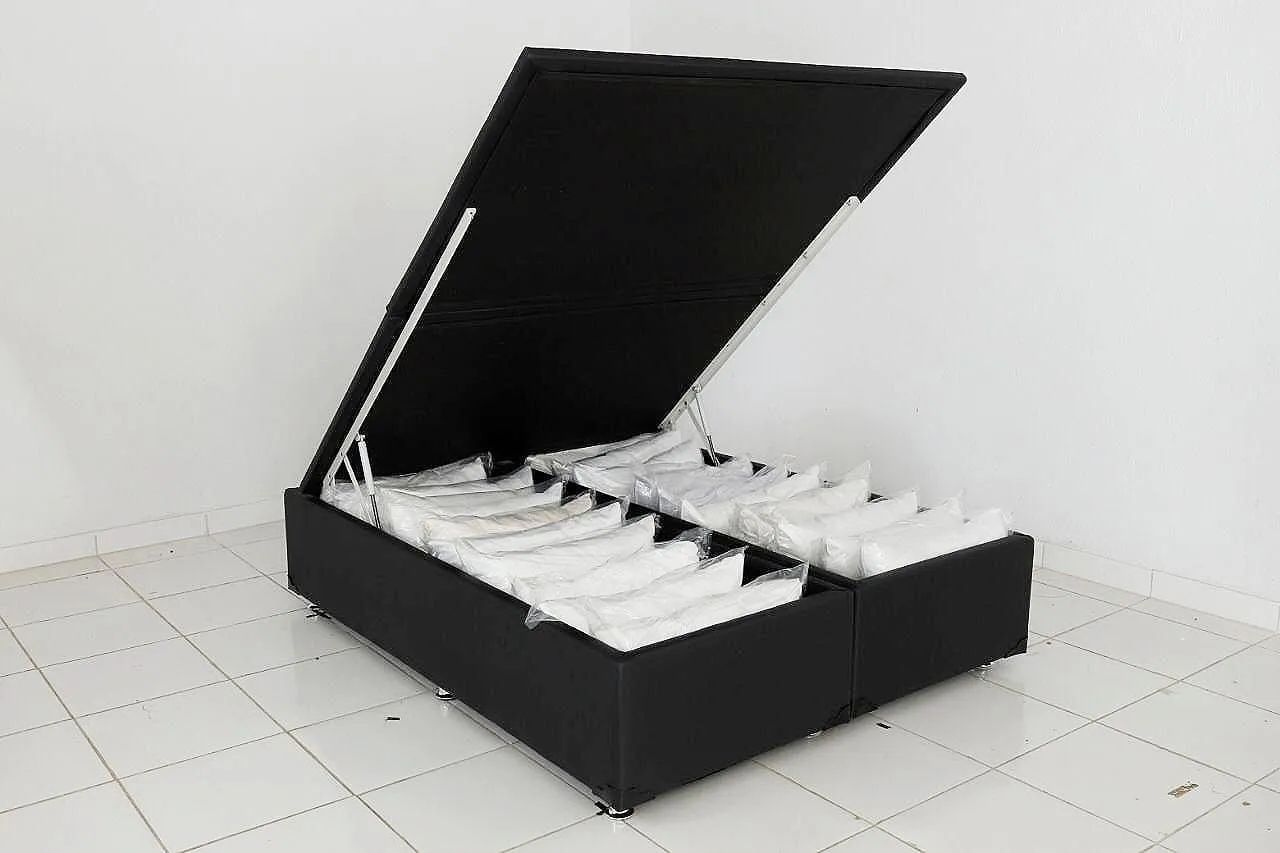 Cama baú tamanho queen ideal para guardar objetos