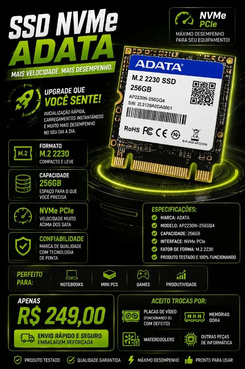 SSD NVMe ADATA 256GB M.2 2230