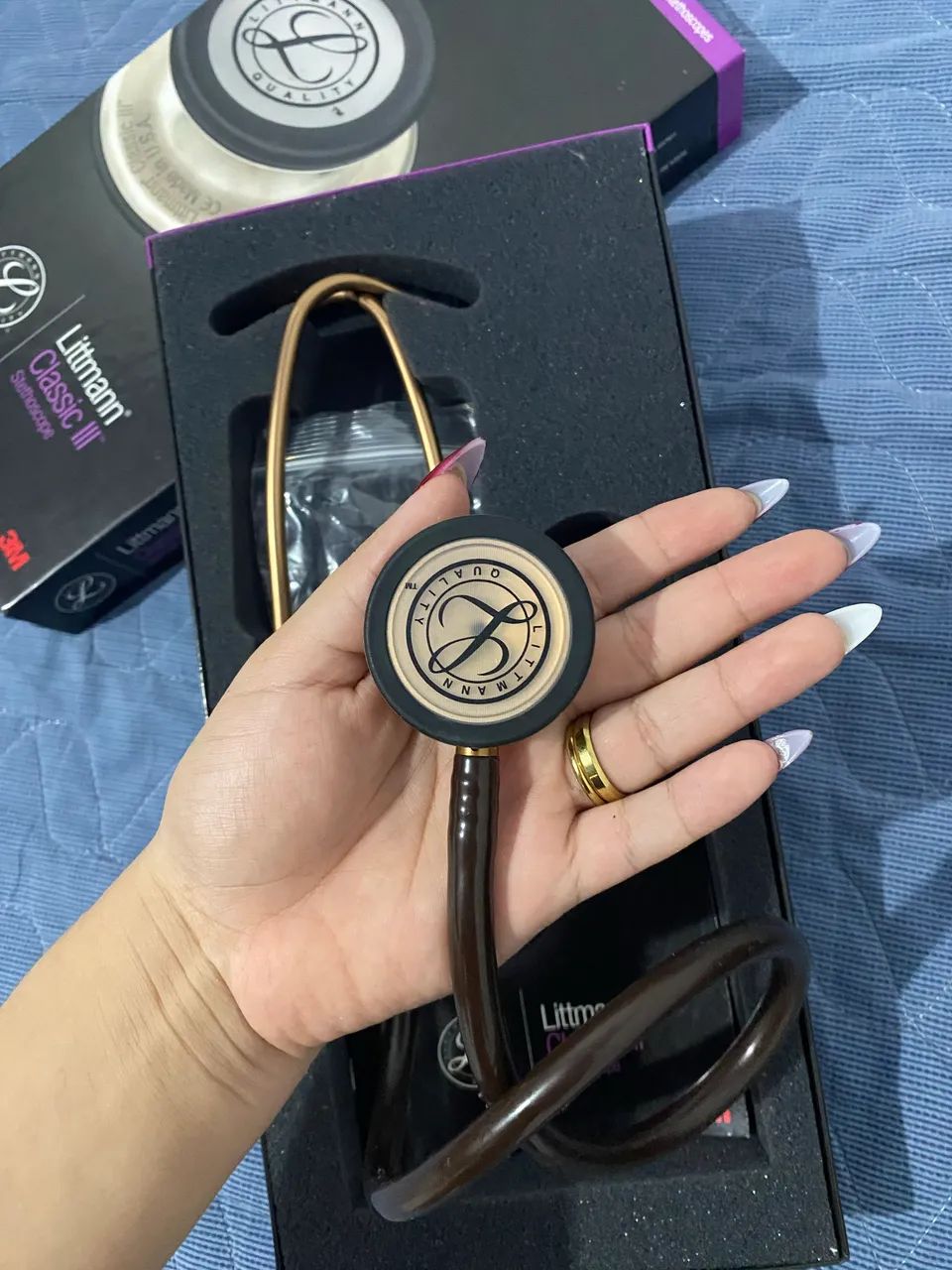 Estetoscópio 3M littmann Classic lii chocolate cobre  - Foto 3