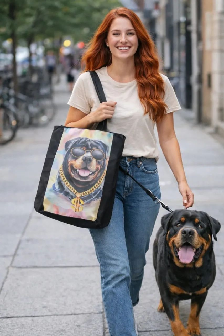 Bolsa Ecobag estampa cachorro Rottweiler  - Foto 2