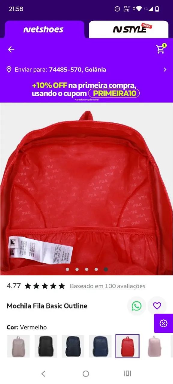 Mochila Fila - Vermelha  - Foto 3