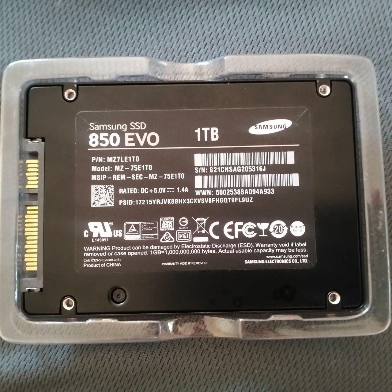 SSD Samsung 850 EVO de 1TB (modelo MZ-75E1T0) - Armazenamento
