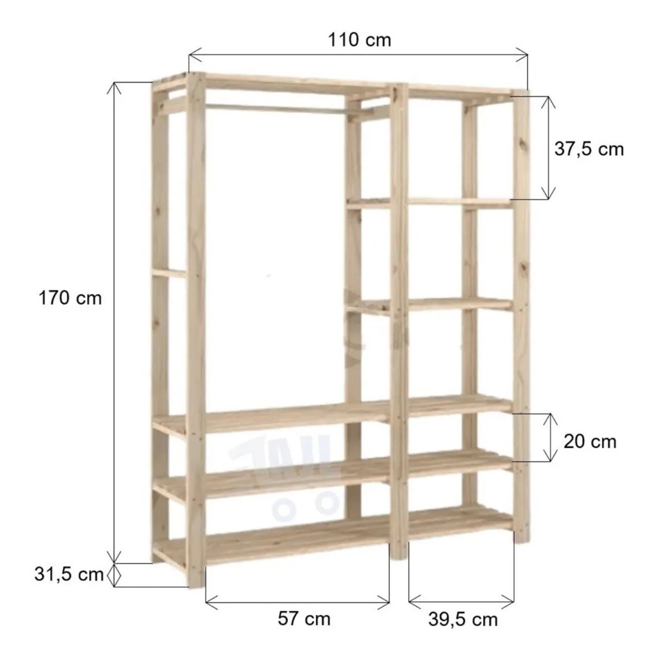 Armário/cabideiro de pinus maciço, ideal para closet - Foto 2
