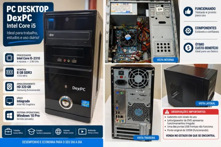 PC Desktop Intel Core i5-2310 | 8GB RAM | HD 320GB | Windows 10 Pro