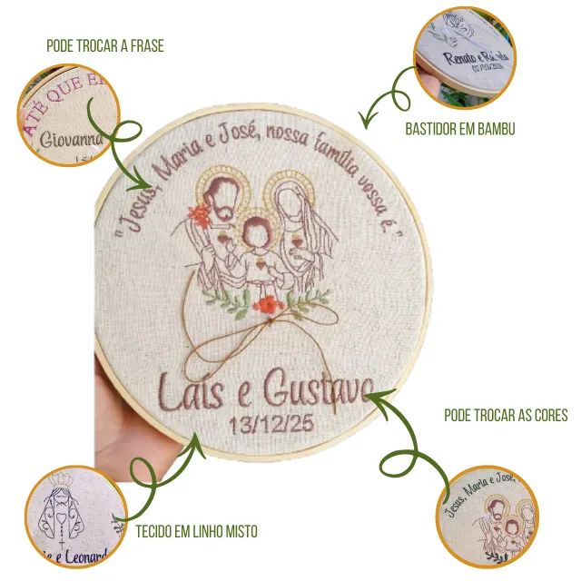 Porta alianças Casamento Bordado Personalizado