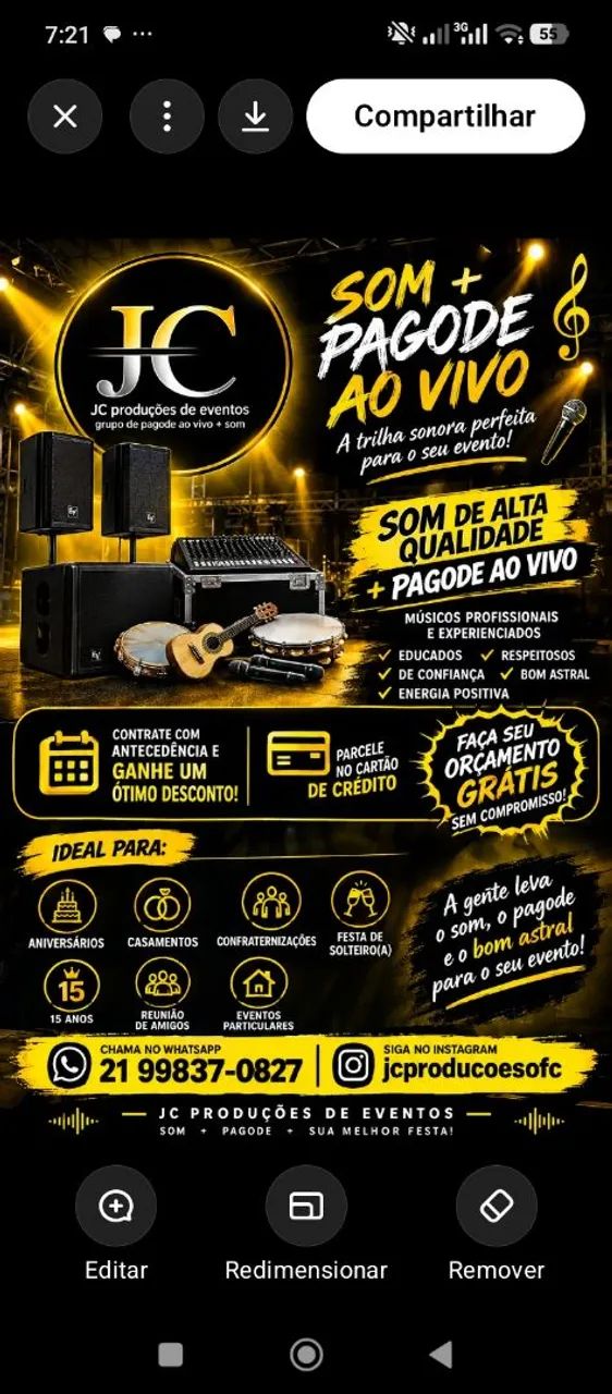 Pagode ao vivo e som