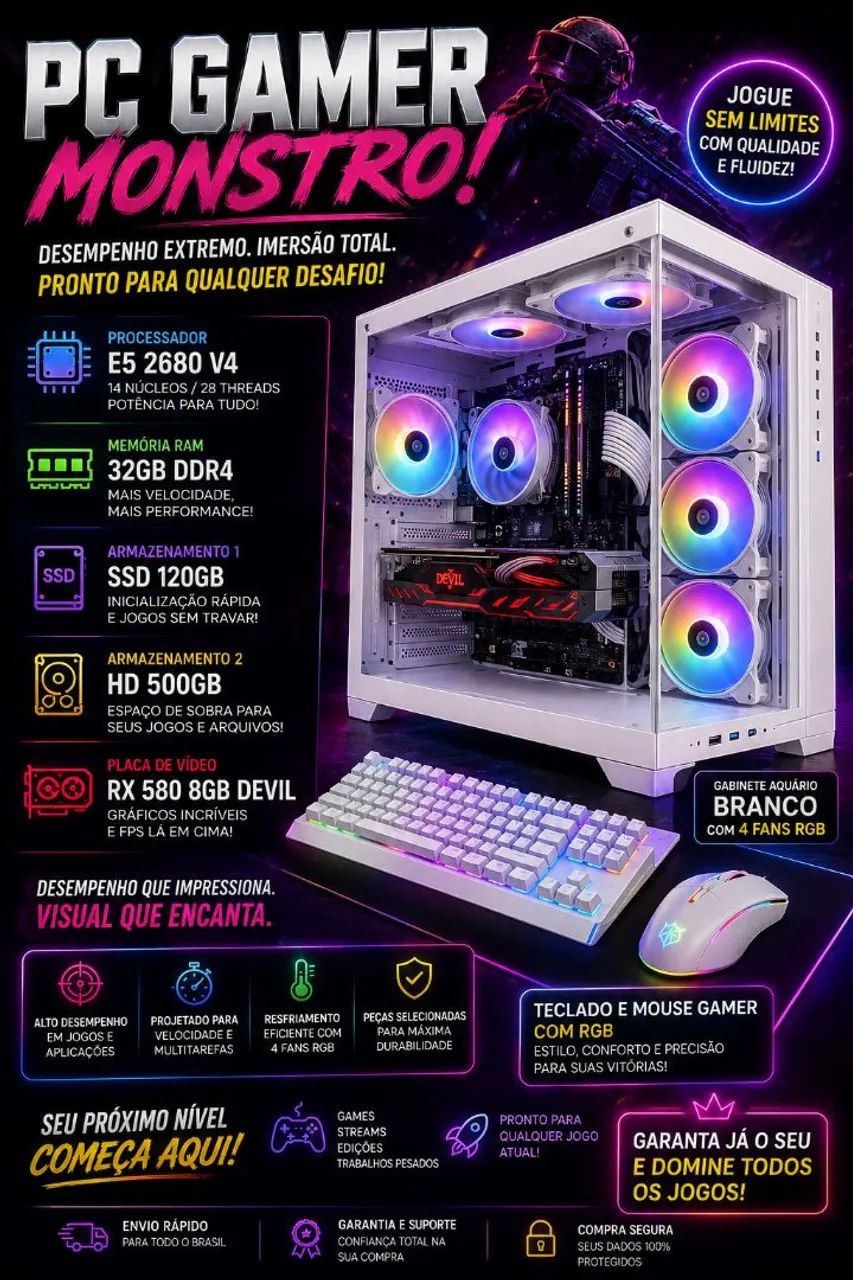 PC GAMER 32GB DDR4 RX 580 8GB DEVIL
