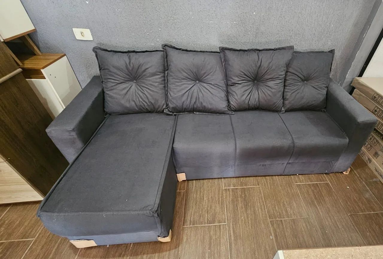 SOFÁ ESTOFADO SUEDE 4 LUGARES - NOVO / ENTREGAMOS  - Foto 4