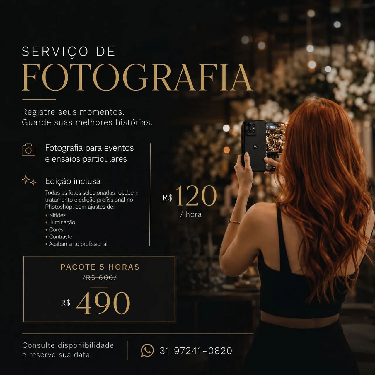 Fotógrafa : Fotografia + Edição profissional em Photoshop