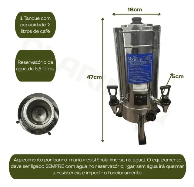 Cafeteira Industrial elétrica Inox 2 Litros Junior Monarcha - Foto 2