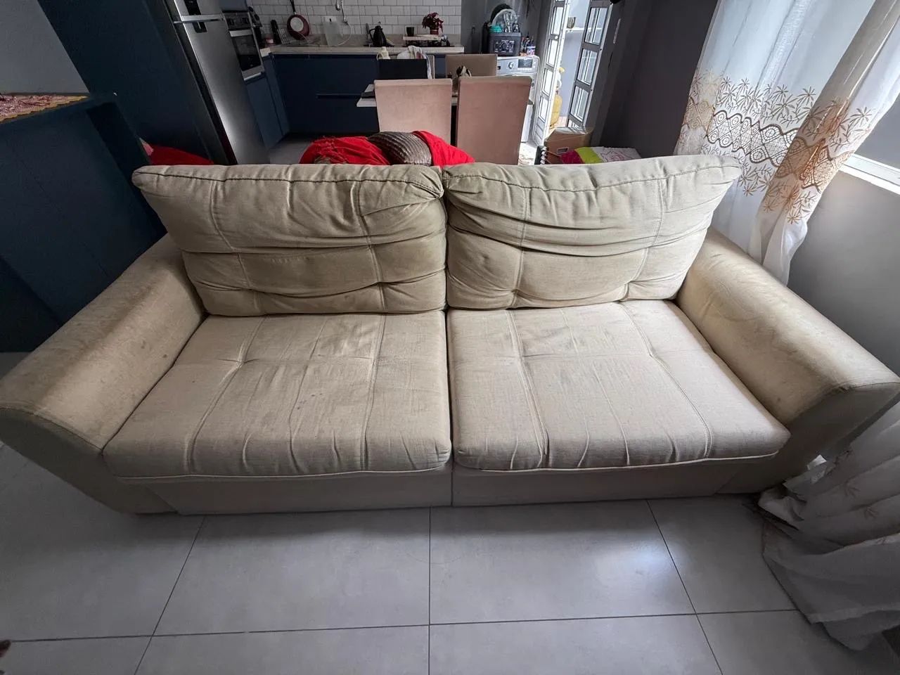 Sofá Retrátil 223 cm - Bege
